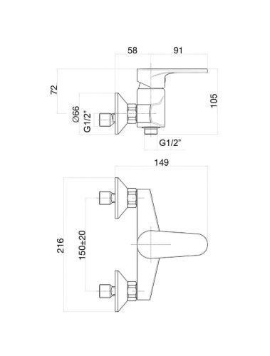 Смеситель для ванны и душа Fiore 75CR6511 настенный хром - фото 3
