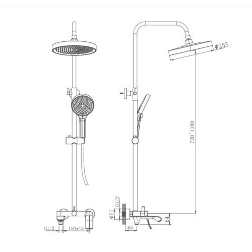 Душевая стойка Haiba HB24553-5 настенная цвет золото - фото 3