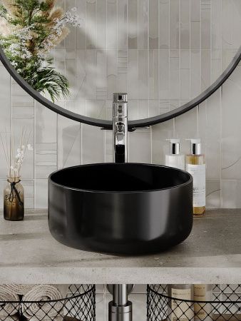 Раковина из сантехнического фарфора Orange B07-345B 30х30 накладная цвет черный