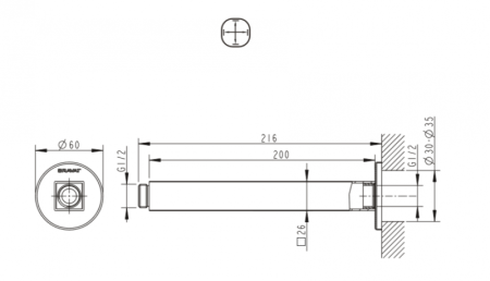 Держатель верхнего душа Bravat Built-in P7436C-RUS хром