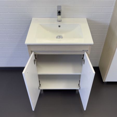 Тумба с раковиной Comforty Тулуза 00-00016586CF 60х50 напольная цвет белый/бежевый