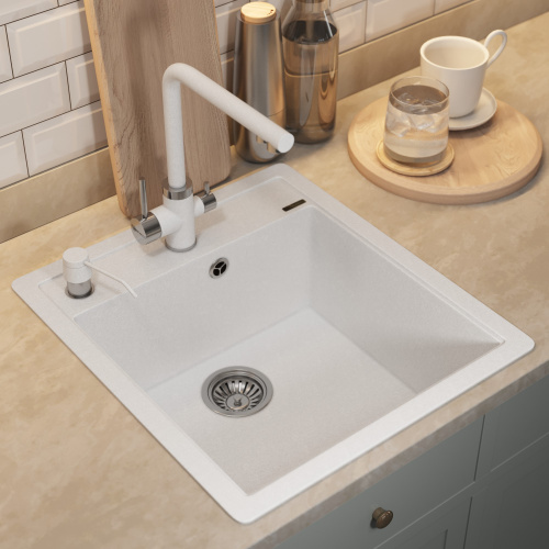 Кухонная мойка Uperwood Quartz Premium UPD-07 3910202124 46x51 цвет белый матовый - фото 3