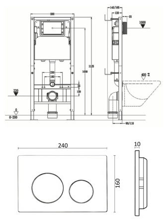 Инсталляция для унитаза с клавишей смыва Agger ACC500+APB0144