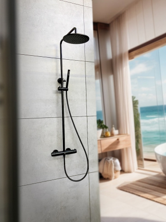 Душевая стойка AltroBagno Metropoli AltroBagnoMetropoli030422NeOp настенная цвет черный матовый