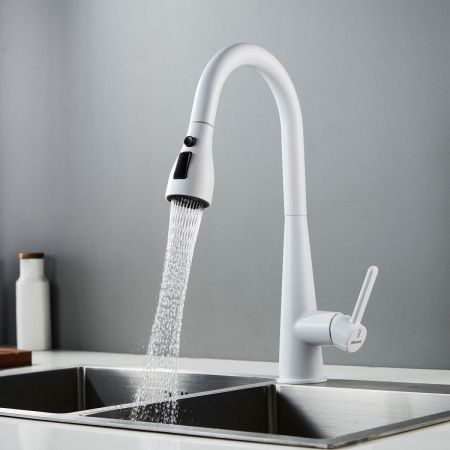 Смеситель для кухни Shevanik S363C на мойку белый