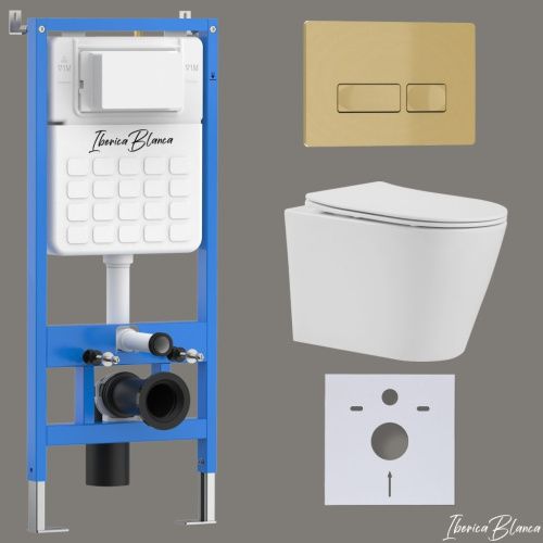 Комплект унитаз с инталляцией и клавишей смыва Iberica Blanca BURGOS ALTO IB001.BRA.234.215 - фото 2