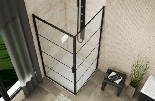 Душевой уголок Bravat Blackline BS090.2115B 90х90 стекло прозрачное профиль черный без поддона - фото 4