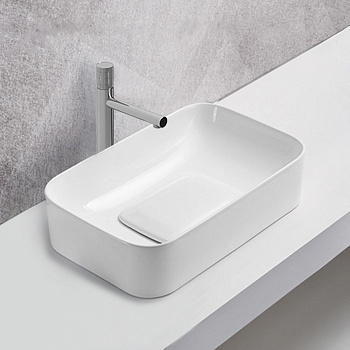 Раковина из сантехнического фарфора Vincea VBS-50450 38х51 накладная цвет белый без отверстий под смеситель