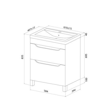 Тумба с раковиной Iddis Ray RAY60WFi95K 60х40 напольная цвет белый
