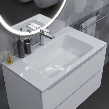 Раковина из искусственного камня Uperwood Modul 2911020340 80х50 полувстраиваемая цвет белый