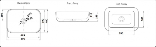 Раковина CeramaLux 50 см D1302H004 накладная цвет черный глянцевый - фото 4