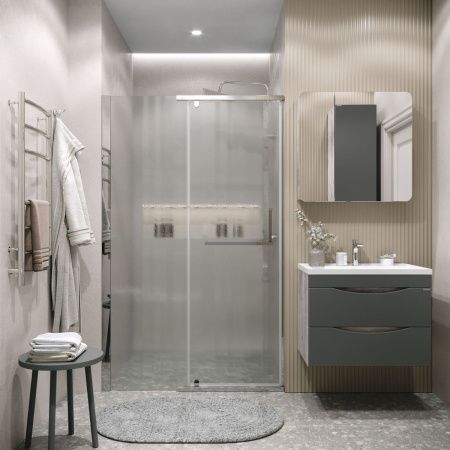 Душевая дверь Grossman Pragma 100.K33.03.110.10.02 110х195 стекло текстурное профиль хром