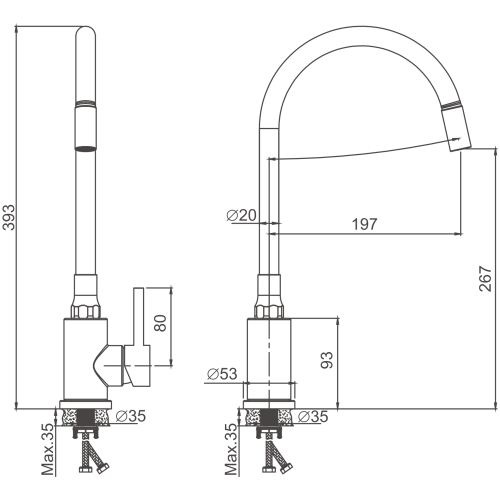 Смеситель для кухни Belz B73810-3 на мойку оружейная сталь - фото 2