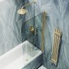 Душевая шторка на ванну Maybah Glass MGV-596-3 40х140 стекло прозрачное профиль золото ориентация универсальная
