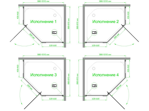 Душевой уголок Royal Bath TR RB1090TR-T 90х100 стекло прозрачное профиль белый без поддона - фото 3