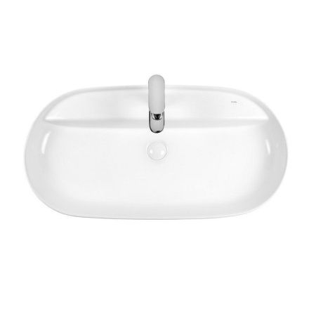 Раковина из сантехнического фарфора Bond Oval S01-800 80х40 накладная цвет белый 1 отверстие под смеситель