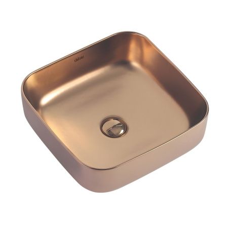 Раковина из сантехнического фаянса Abber RECHTECK AC2211MRG 40х40 накладная цвет розовое золото без отверстий под смеситель