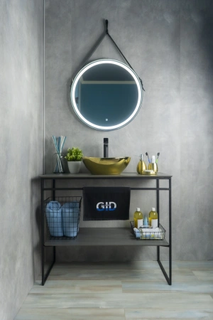 Раковина керамическая Gid Esfera 52229 40х30 накладная цвет белый/золото без отверстий под смеситель