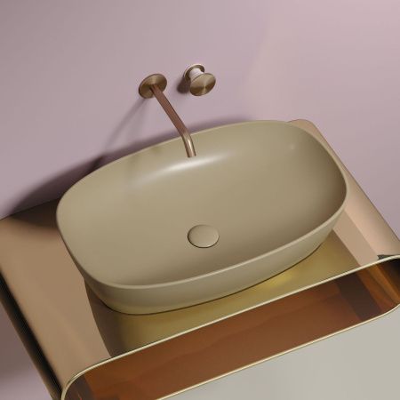 Раковина из сантехнического фарфора Ceramica Nova ELEMENT CN6049MC 60х40 накладная цвет коричневый без отверстий под смеситель