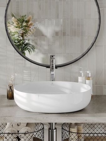 Раковина из сантехнического фарфора Orange B05-520W 50х40 накладная цвет белый