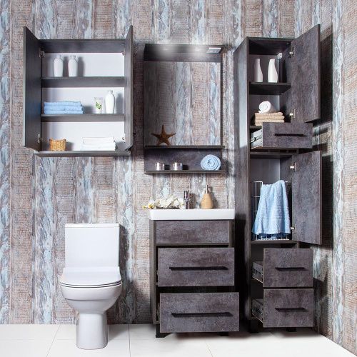 Зеркало с подсветкой Бриклаер 4627125415159 55х90 цвет цемент - фото 5