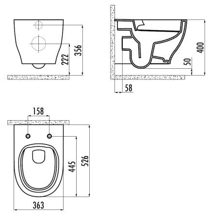 Чаша унитаза подвесная Creavit Mare MA321-11CB00E-0000 цвет белый без сиденья смыв торнадо