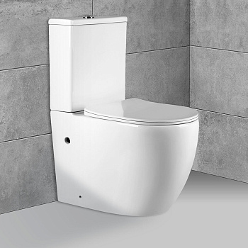 Унитаз напольный с бачком Vincea Evo VT2-34 белый с сиденьем микролифт безободковый душевой смыв