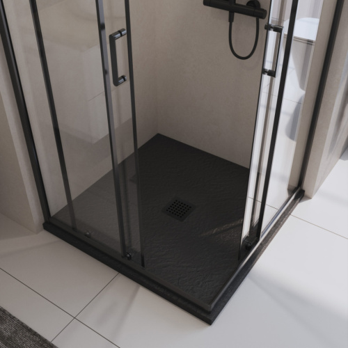 Душевой поддон BelBagno UNO TRAY-MR-UNO-A-90-35-NERO-NO 90х90 искусственный мрамор черный матовый - фото 3