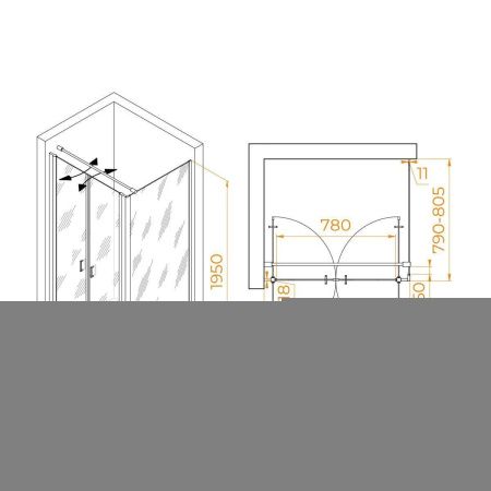 Душевой уголок RGW Passage 060814498-014 90х80 стекло прозрачное профиль черный без поддона