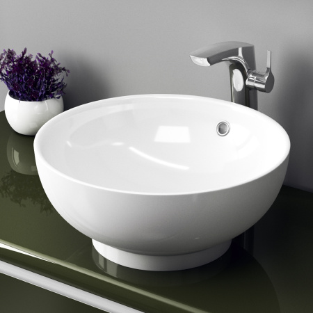 Раковина из сантехнического фарфора Teymi Lina T50103 41х41 накладная цвет белый без отверстий под смеситель