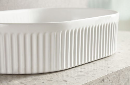 Раковина из сантехнического фарфора Sintesi SIN-LVB-APP-417 50х32 накладная цвет белый - фото 4