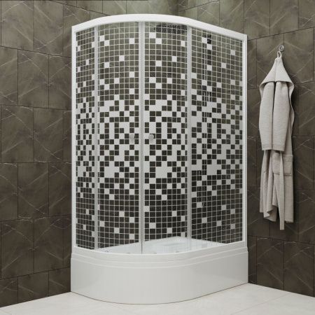 Душевой уголок Тритон Коралл Щ0000061783 120х80 стекло с рисунком профиль белый с поддоном