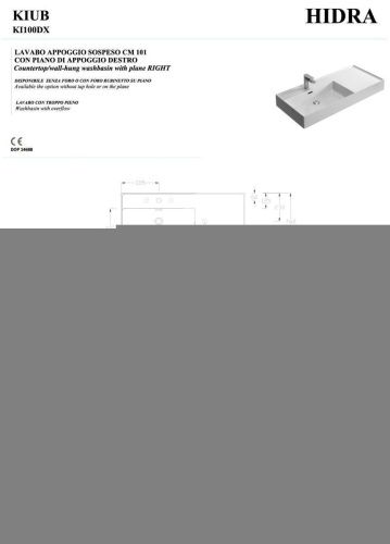 Раковина керамическая Hidra Kiub KI100DX/026 100х50 подвесная цвет черный 1 отверстие под смеситель - фото 2