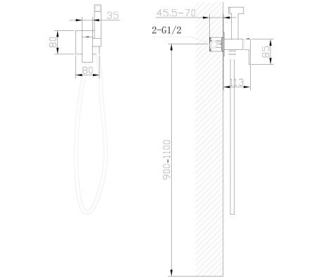 Гигиенический душ со смесителем Abber Daheim AF8226B черный