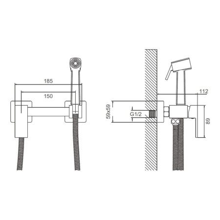 Гигиенический душ со смесителем Belz B806 B55806-3 оружейная сталь