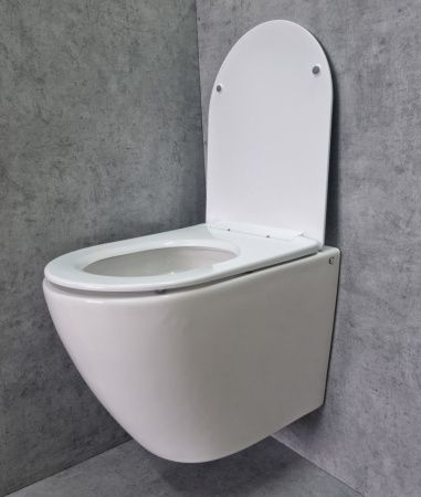 Унитаз подвесной CeramaLux TR2196 белый с сиденьем микролифт смыв торнадо