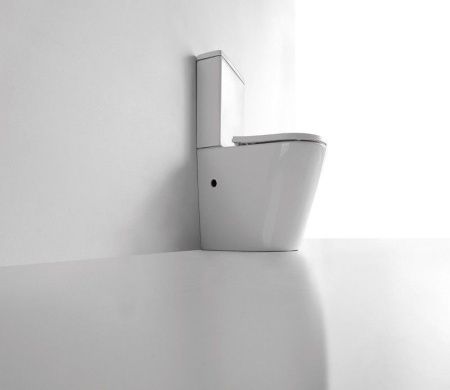 Унитаз напольный с бачком CeramaLux 2178 белый с сиденьем микролифт безободковый каскадный смыв