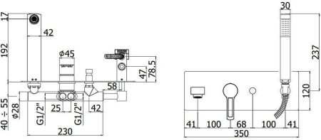 Смеситель для ванны с душем Paffoni Ringo RIN001NO встраиваемый в стену черный