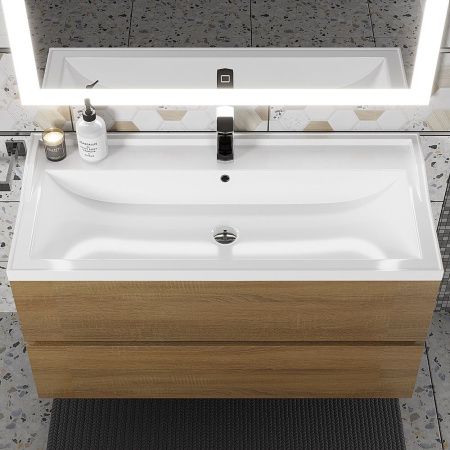 Раковина из искусственного камня Uperwood Family 293020631 100х50 полувстраиваемая цвет белый