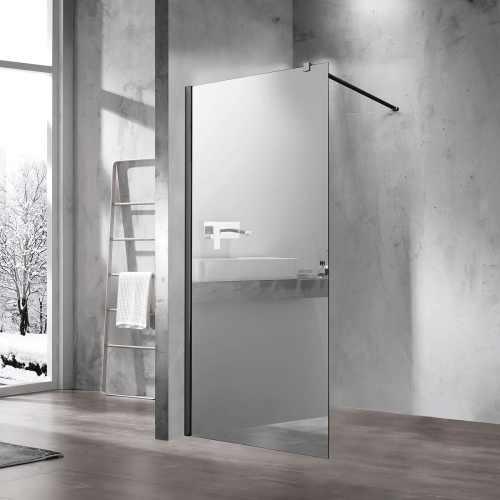 Душевая перегородка Vincea Walk in VSW-1H100MRB 100х200 стекло зеркальное профиль черный