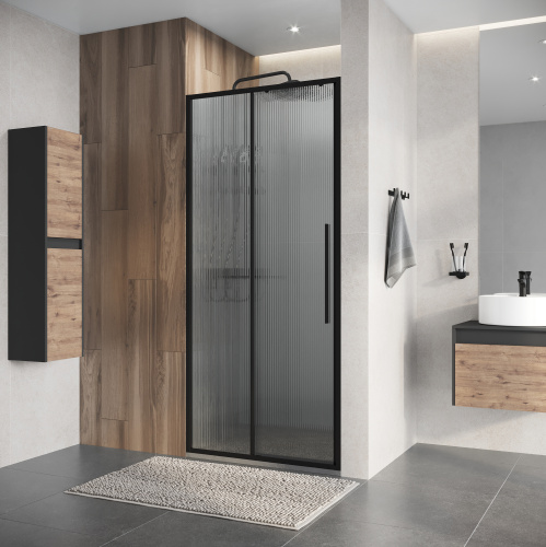 Душевая дверь Niagara Nova NG-84-L9FHB 90х195 стекло рифленое профиль черный матовый - фото 3