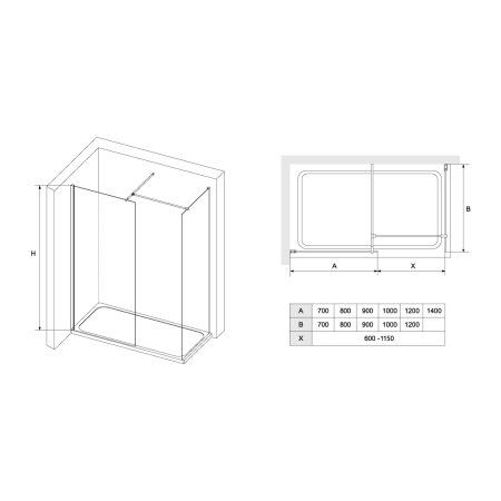 Душевая перегородка RGW Walk In 02122029-11 120х195 стекло прозрачное профиль черный