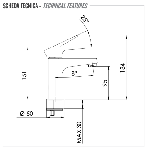 Смеситель для раковины Remer Winner W11 на столешницу хром - фото 2