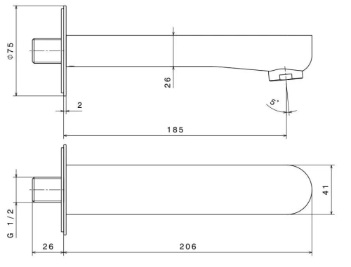Излив Kerama Marazzi OLE 69487KM.01.093 настенный черный - фото 2