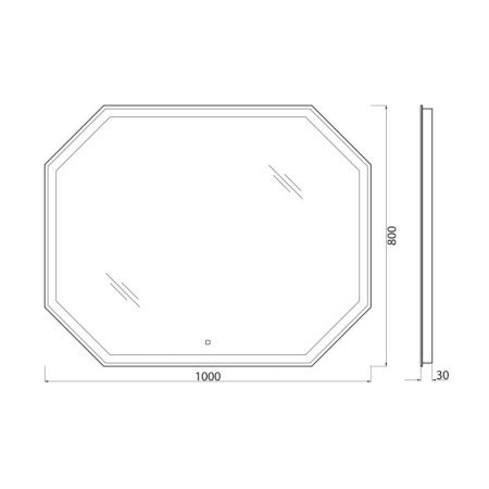 Зеркало с подсветкой BelBagno SPC-OTT-1000-800-LED-TCH 100х80 подвесное
