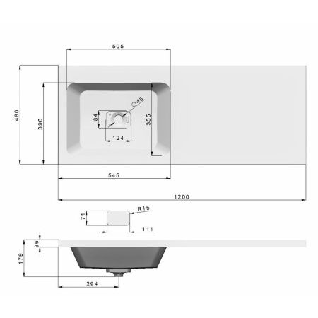 Раковина из искусственного камня Dreja Wing 100120L 120х50 подвесная цвет белый 1 отверстие под смеситель
