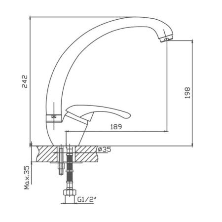 Смеситель для кухни Cron CN4103 на мойку хром