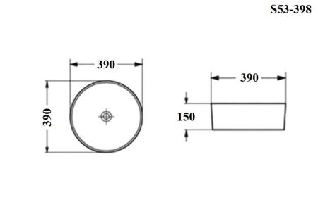 Раковина из сантехнического фарфора Bond Circle S53-398 40х40 накладная цвет черный без отверстий под смеситель