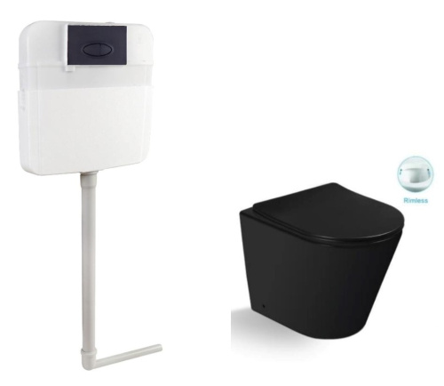 Унитаз напольный с бачком SantiLine SL-5020MB цвет черный матовый с сиденьем микролифт безободковый смыв воронка-водоворот - фото 2