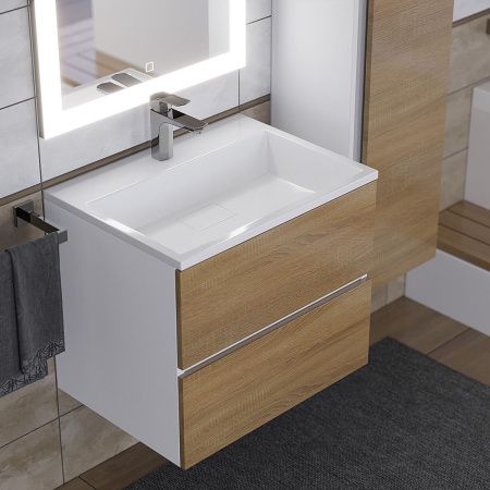 Раковина из искусственного камня Uperwood Barsa 2911120345 60х50 полувстраиваемая цвет белый